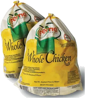 Frozen poultry in printed deep-freeze film